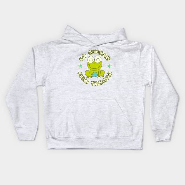 No Gender Only Froggie Funny Non Binary Green Frog Kids Hoodie by ArtedPool